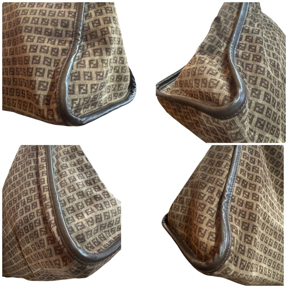 AUTH Fendi Suede Satchel FF Monogram Tote Bag w/COA Italy VTG Y2K Luxury RARE - Picture 9 of 12